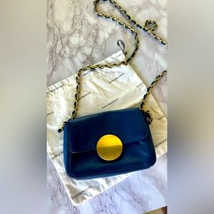 Isaac Mizrahi Navy Crossbody Bag with Gold Detail
